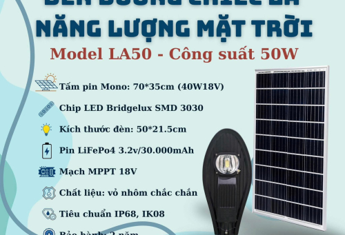 Đèn chiếc lá solar 50W